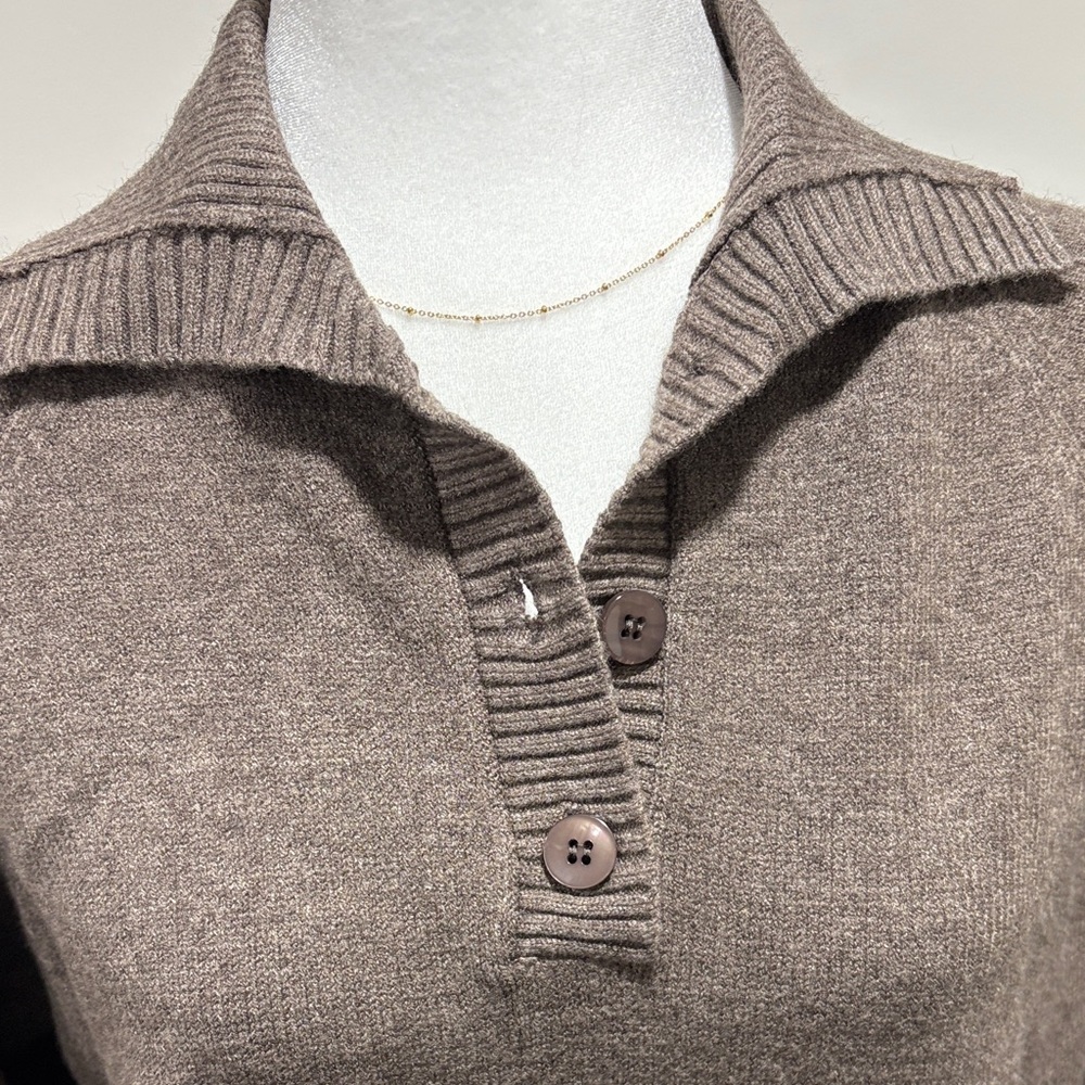 Brown Knit Collared Dress - Picture 4 of 6